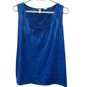 Blue Sequin Sleeveless Blouse